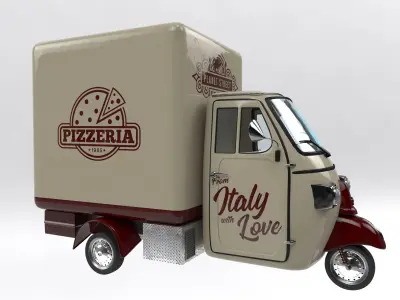 Piaggio ape pizza trailer 3D model