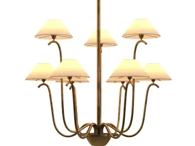 Large Jet Deau Five arm Wall Light In The Style Of Jean Royere 3D model