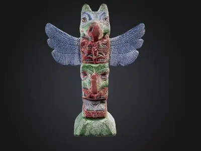 Pacific Northwest Totem - Low-poly PBR and 2K Textures Low-poly 3D model