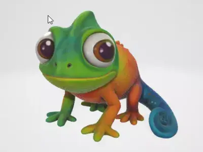 Cute Chameleon Figurine 3D Asset 3D model
