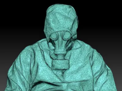 Soviet Liquidator of nuclear accident of Chernobyl sitting 56 Low-poly 3D model