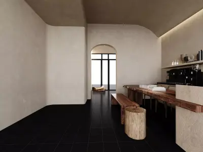 Wabi-Sabi Coffee Shop Interior 3D model