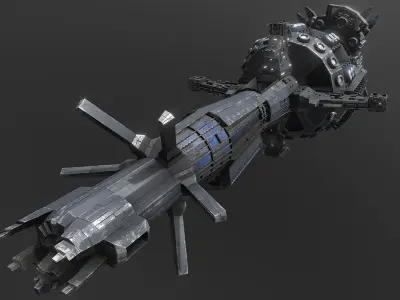 Station 42 - Mid to Low Poly Highly Detailed PBR Space Station Low-poly 3D model