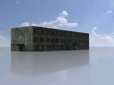 Old military barrack version 1 ruin 12 Low-poly 3D model