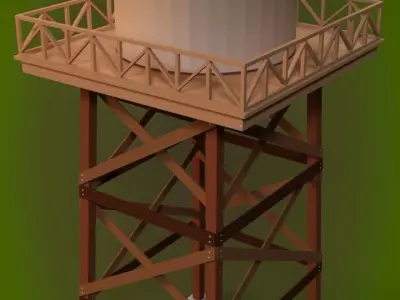Cartoon Water Tower 3D model