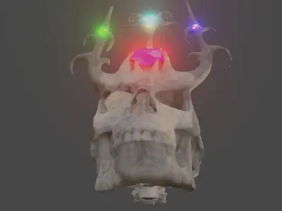 skull king with skeleton design and pebble and grass Free 3D model