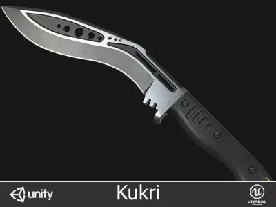 Kukri Knife Low-poly 3D model
