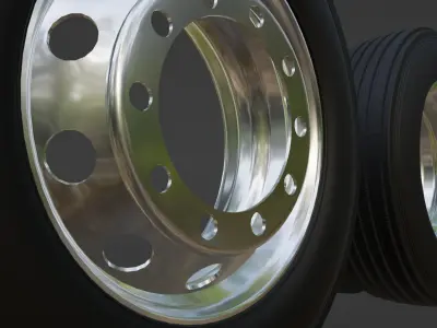 Wheel rims with truck tires 10 knots Free 3D model