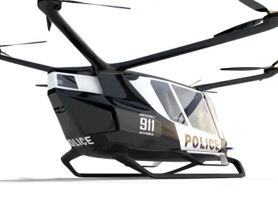 Police Drone with Interior 3D model