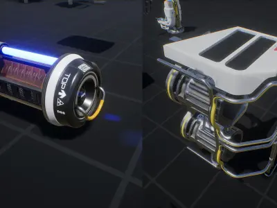 Space kit spaceships planets UE Low-poly 3D model