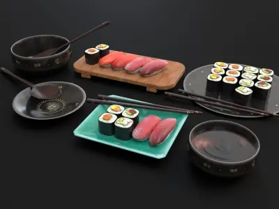 Sushis Set Pack Low-poly 3D model