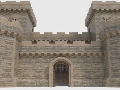 Castle Walls Towers and Gates Low-poly 3D model