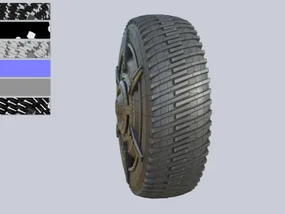 Scifi wheel Low-poly 3D model