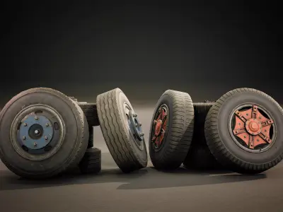 Truck wheels Low-poly 3D model