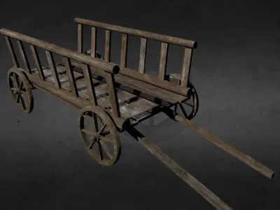 Medieval wagon Low-poly 3D model