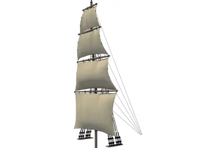 White Sailing Ship Mast 2 3D model