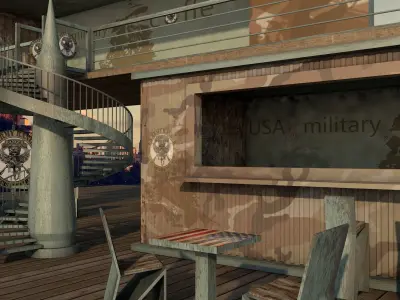 US Military Cafe Design Low-poly 3D model