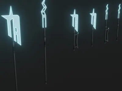 Sci-fi spears and swords collection pack Low-poly 3D model