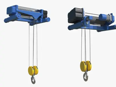 Industrial Machinery Wire Rope Hoist Blue Rigged 3D model