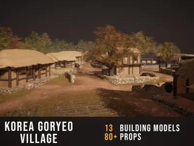 Korea Goryeo Village Low-poly 3D model