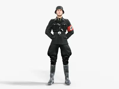 German SS Black Uniform WWII  Low-poly 3D model