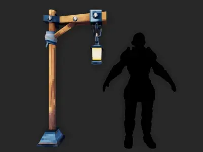 Stylized Fantasy Exterior Lamps Low-poly 3D model