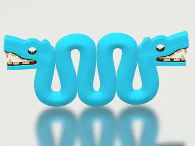 Double-headed serpent Aztec sculpture 3d printable Low-poly 3D model