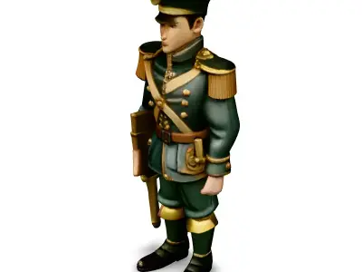 Stylized Military Officer 3D Model Low-poly 3D model