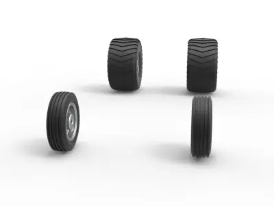 Wheel set of 2wd Pulling truck Scale 1 to 25 3D print model