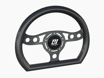RJ Max Lightweight D-Shape steering wheel Low-poly 3D model