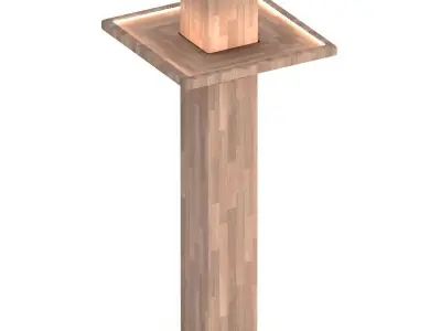 Ashtray three wooden lamp stands with light in middle 3D model