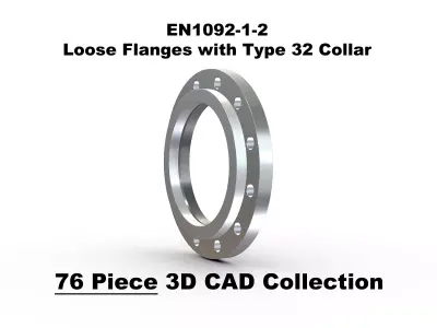 EN1092-1-2 Loose Flanges with Type 32 Collars 3D model