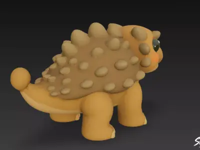 Cartoon Plush Ankylosaurus Low-poly 3D model