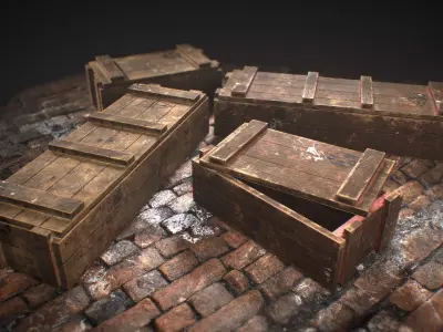 Military Crates Low-poly 3D model