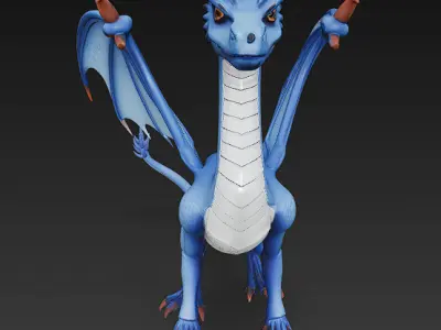 Dragon Blue Realistic 3D Model Basic - Low Poly Realistic Low-poly 3D model