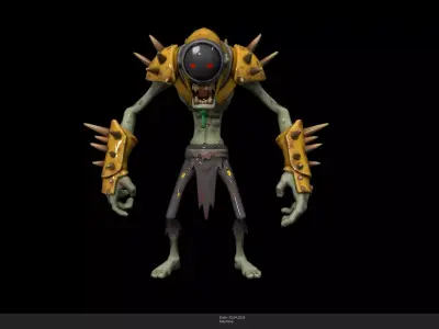 Stylized Armored Cyborg Zombie Game Ready - AI Low-poly 3D model
