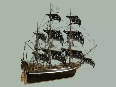 Sailboat Galleon - Game Ready A Low-poly 3D Model Low-poly 3D model