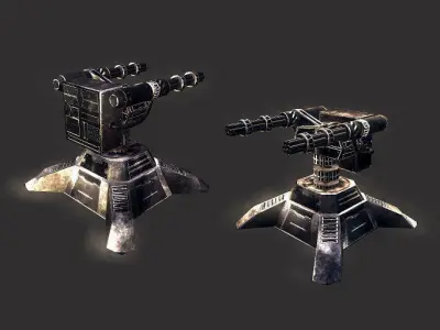 Sci Fi Turrets Low-poly 3D model
