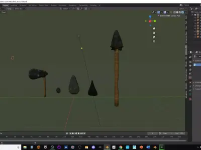 Neolithic tools Low-poly 3D model