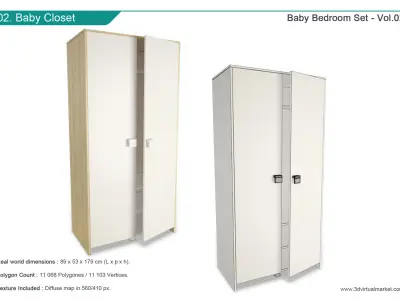 Wooden Baby Bedroom 3D model