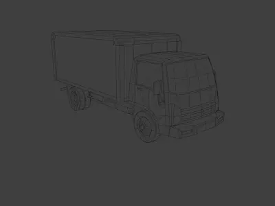 Low Poly Modern Generic Box Truck  Low-poly 3D model