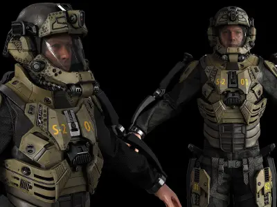 MODULAR SCI FI SOLDIER Vol 2 Game ready character Low-poly 3D model