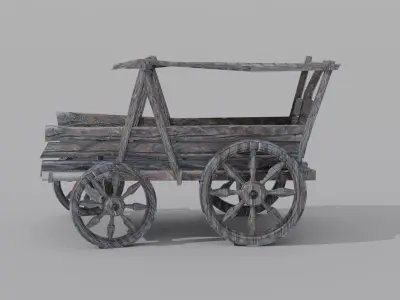 Old Wooden Cart Low-poly 3D model