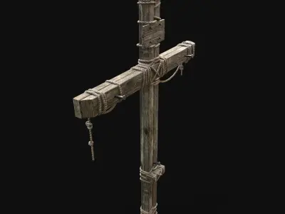 CROSS BIBLICAL JESUS CHRIST GOD SYMBOL WOODEN TORMENT DEVICE Low-poly 3D model