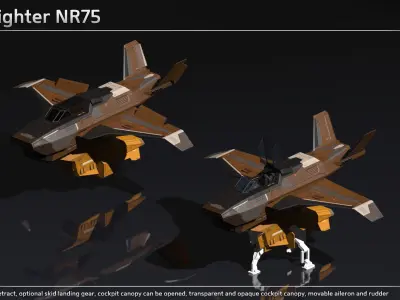 Scifi Fighter NR75 Low-poly 3D model