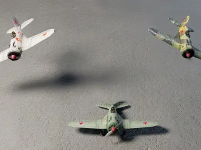 Polikarpov I-16 Donkey WW2 fighter Low-poly 3D model