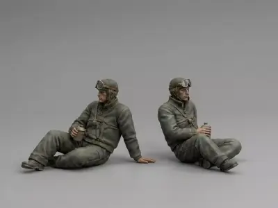 USA Tank Crew Sitting Crewmen Top Left 3D print model