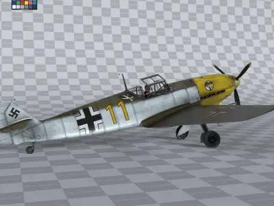 Messerschmitt BF109 German Fighter Airplane Desert V2 3D model