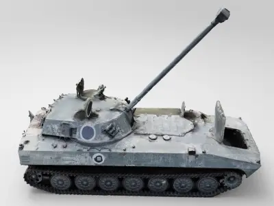 Russian 2S34 Hosta howitzer destroyed by Ukrainian military 3D model