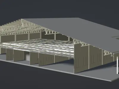 Warehouse in section cut 3D model